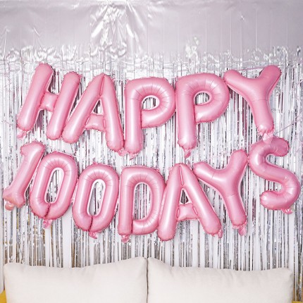 HAPPY 100 DAYS 16inch letter foil balloon Set