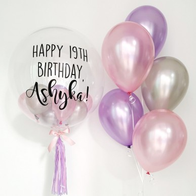 Customise Birthday Crystal Balloon (customise Name & congratulation - sticker single colour)