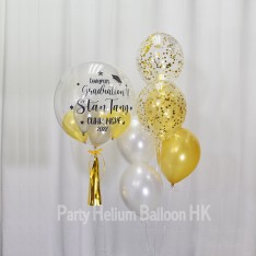 Customise Graduation Crystal Balloon (customise Name & congratulation - sticker single colour)