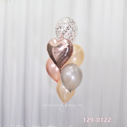Balloon Bunch Heart+Confetti+Latex (6pcs filled helium + weight)