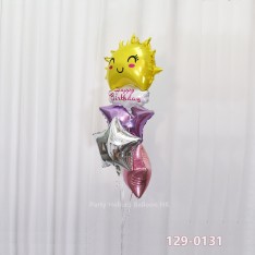 Balloon Bunch birthday + foil (4pcs filled helium + weight)