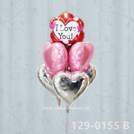 Balloon Bunch love balloon + heart foil balloon (7pcs filled helium + weight)