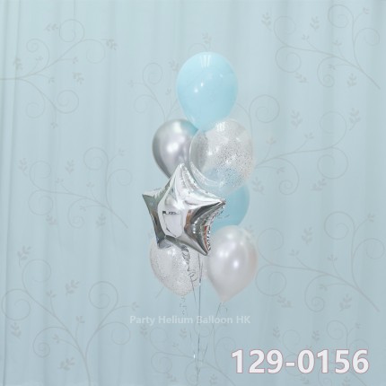 Balloon Bunch glitter balloon + foil balloon + metallic balloon + latex balloon (7pcs filled helium + weight)