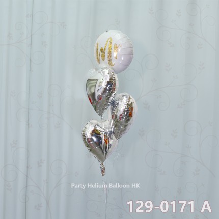 Balloon Bunch Mr Love Mrs + heart foil balloon (4pcs filled helium + weight)