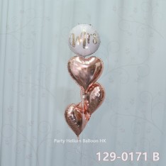 Balloon Bunch Mr Love Mrs + heart foil balloon (4pcs filled helium + weight)
