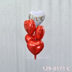 Balloon Bunch Mr Love Mrs + heart foil balloon (4pcs filled helium + weight)