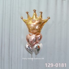 Balloon Bunch crown + heart foil balloon (5pcs filled helium + weight)