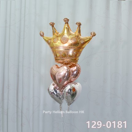 Balloon Bunch crown + heart foil balloon (5pcs filled helium + weight)