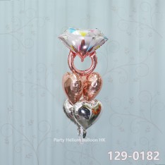 Balloon Bunch diamond ring + heart foil balloon (5pcs filled helium + weight)