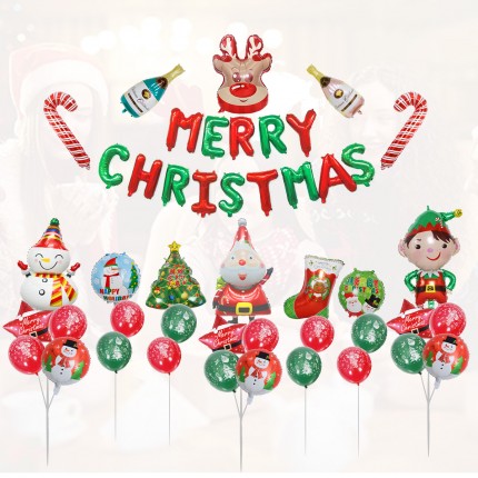 Christmas Balloon Set 7 bunches + wall hang