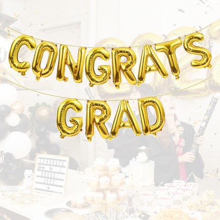 CONGRATS GRAD 16 inch letter foil balloon set
