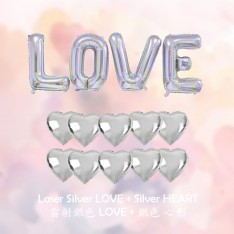 LOVE + Heart foil balloon set