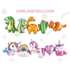 Garland Balloon UnicornHorse DinosaurWord AnimalFriends (2 pcs / bag)