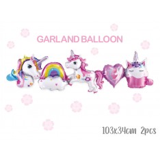 Garland Balloon UnicornHorse DinosaurWord AnimalFriends (2 pcs / bag)
