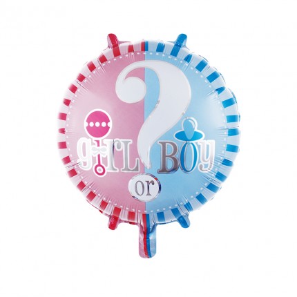 Gril or Boy gender reveal round foil balloon (18 inch)