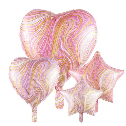 Agate pattern Heart & Star foil balloon 18inch