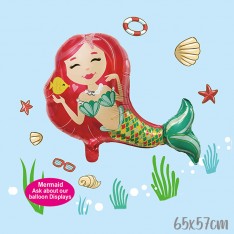 Mermaid Foil Balloon 65x57 cm