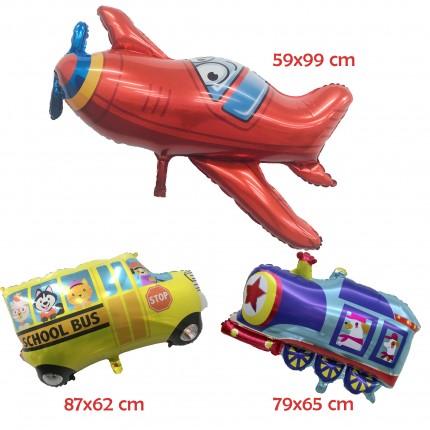 Airplane School Bus Train Foil Balloon 59x99cm