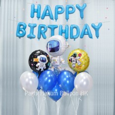 Spaceman birthday balloons set