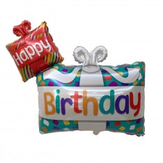 Gift shape birthday foil balloon 91x87cm