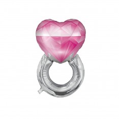 Heart Diamond Ring Love Red Foil Balloon (83x54 cm)