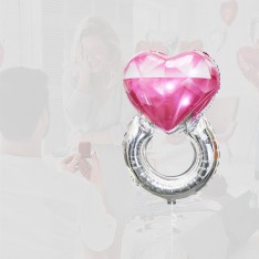 Heart Diamond Ring Love Red Foil Balloon (83x54 cm)
