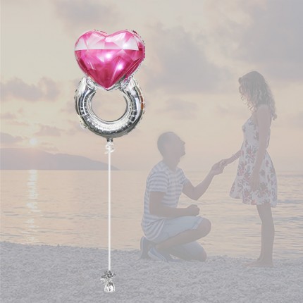 Heart Diamond Ring Love Red Foil Balloon (83x54 cm)
