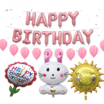 Pink birthday balloon Set