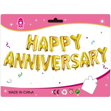 HAPPY ANNIVERSARY 16 inch letter foil balloon set (3 colours)