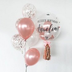 Customise Birthday Crystal Balloon (customise Name & congratulation - sticker single colour)